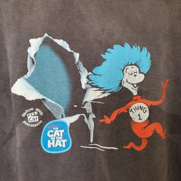 Cat in the Hat T Shirt L Mens Vintage Pop Tarts Movie Promo Front And Back Prnt - Picture 2 of 13